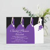 Paarse Bridesmaids Bridal Shower Kaart (Staand voorkant)