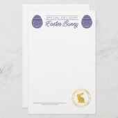 Paarse brief van de paasbunny blank (Voorkant / Achterkant)