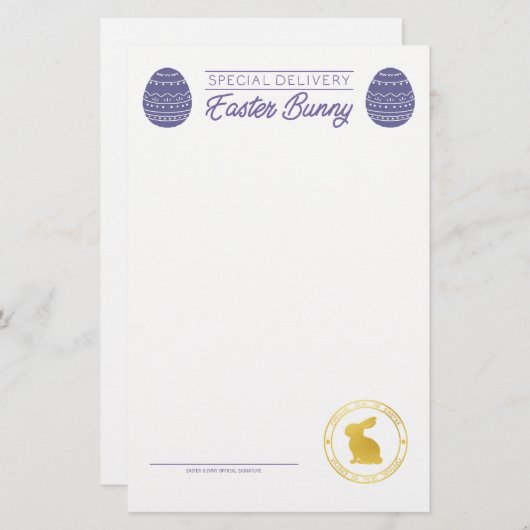 Paarse brief van de paasbunny blank (Voorkant / Achterkant)