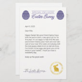 Paarse brief van de paashaas (Voorkant / Achterkant)