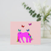 Paarse Briefkaart Unicorn & Butterflies (Staand voorkant)