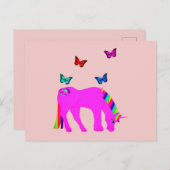 Paarse Briefkaart Unicorn & Butterflies (Voorkant / Achterkant)