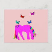 Paarse Briefkaart Unicorn & Butterflies (Voorkant)