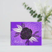 Paarse Briefkaarten, Rozen silhouet stijl Feestdagenkaart (Staand voorkant)