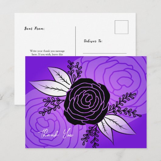 Paarse Briefkaarten, Rozen silhouet stijl Feestdagenkaart (Voorkant / Achterkant)