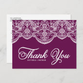Paarse Brocade Lace Wedding Bedankt Briefkaart (Voorkant / Achterkant)