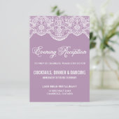 Paarse Brocade Lace Wedding Reception Kaart (Staand voorkant)