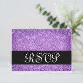 Paarse Brocade RSVP-kaart voor bruiloft V RSVP Kaartje (Staand voorkant)