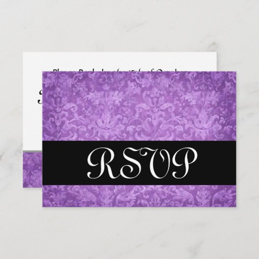 Paarse Brocade RSVP-kaart voor bruiloft V RSVP Kaartje (Voorkant / Achterkant)