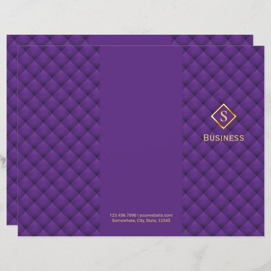 Paarse brochures met driekwart gouddiamant-monogra (Voorkant / Achterkant)