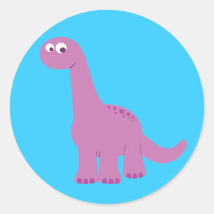 Paarse Brontosaurus Dinosaur Ronde Sticker