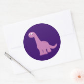Paarse Brontosaurus Dinosaur Ronde Sticker (Envelop)