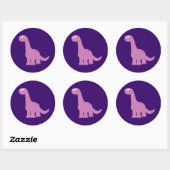Paarse Brontosaurus Dinosaur Ronde Sticker (Vel)