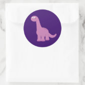 Paarse Brontosaurus Dinosaur Ronde Sticker (Tas)