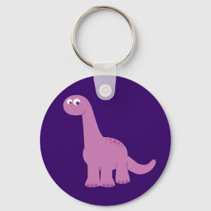 Paarse Brontosaurus Dinosaur Sleutelhanger