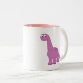 Paarse Brontosaurus Dinosaur Tweekleurige Koffiemok (Voorkant rechts)