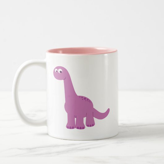 Paarse Brontosaurus Dinosaur Tweekleurige Koffiemok (Links)