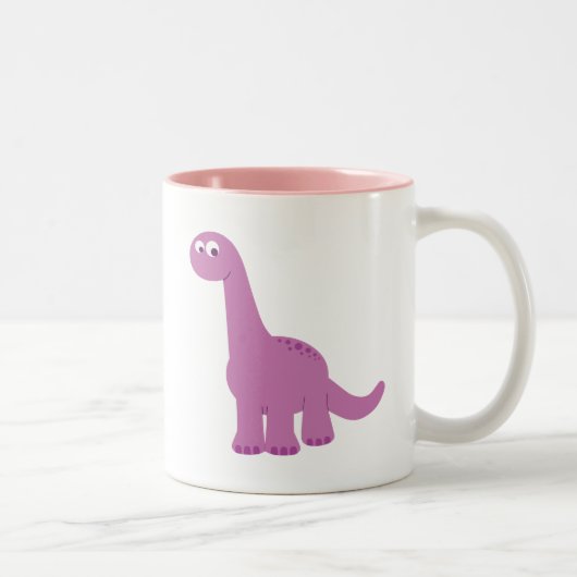Paarse Brontosaurus Dinosaur Tweekleurige Koffiemok (Rechts)