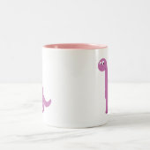 Paarse Brontosaurus Dinosaur Tweekleurige Koffiemok (Center)