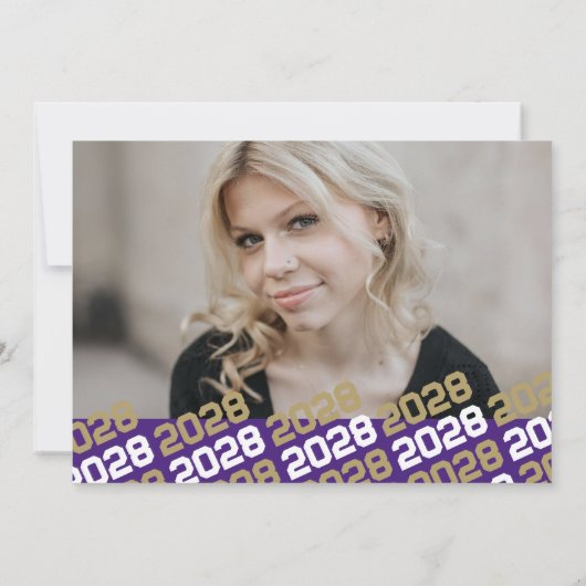 Paarse & Bronze 4 Foto Afstuderen Aankondiging (Achterkant)