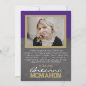 Paarse & Bronze Afstuderen 2 Foto Dank u kaart (Voorkant)