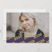 Paarse & Bronze Afstuderen Foto Dank u kaart (Achterkant)