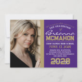 Paarse & Bronzen Afstuderen 2 Fotoaankondiging Kaart (Voorkant)