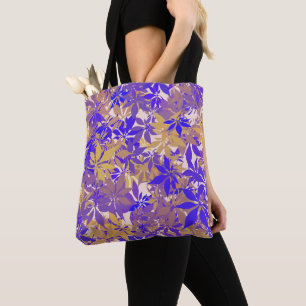 Paarse Bronzen en Blauwe Kastanje Bladeren Tote Bag