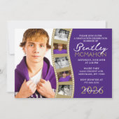 Paarse & Bronzen Fotofilmstrip Afstuderen Collage Kaart (Voorkant)