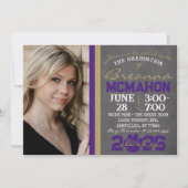 Paarse & Bronzen Gouden Poot Print Afstuderen 2 Fo Kaart (Voorkant)