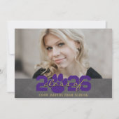 Paarse & Bronzen Gouden Poot Print Afstuderen 2 Fo Kaart (Achterkant)