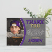 Paarse bronzen krijtbord Afstuderen dank u kaart (Staand voorkant)