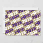 Paarse & Bronzen Pawprint Afstuderen Foto Kaart (Achterkant)