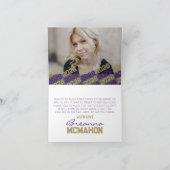 Paarse & Bronzen Poot Print Afstuderen Vouwen Foto Bedankkaart (Binnen)