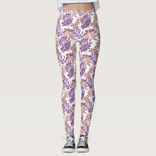 Paarse/Bronzen Waterverf Leaf Leggings