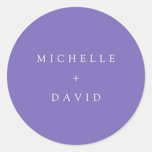 Paarse bruid en bruidegom namen ronde sticker (Voorkant)