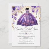 Paarse bruid om bloemen te zijn vrijgezellenfeest kaart (Voorkant)