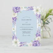 Paarse Bruids Hydrangea Eucalyptus Huwelijk Kaart (Staand voorkant)