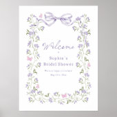 Paarse Bruidsbloem Bruidsuitnodiging Welkom Poster (Voorkant)