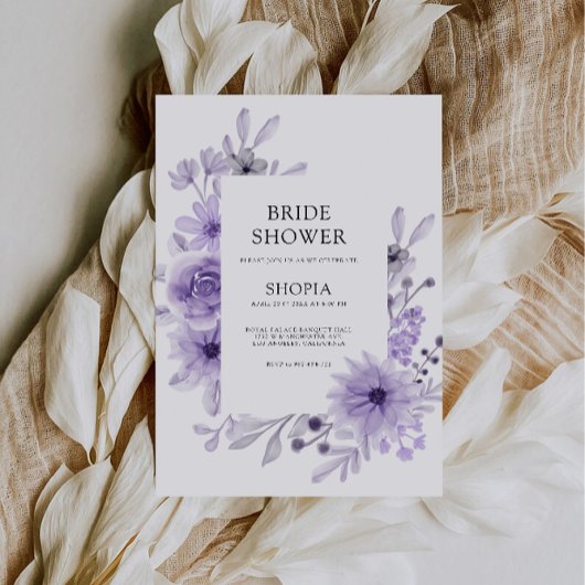 Paarse bruidsdouche uitnodiging