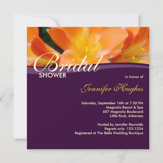 Paarse bruidsdouche uitnodiging (Voorkant)