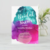 Paarse bruidsdouche uitnodiging (Staand voorkant)