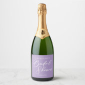 Paarse Bruidsfeest Borrel Persoonlijk Sparkling Wijnetiket (Voorkant)