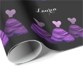 PAARSE bruidsmeisje jurken aangepaste naam v16 Cadeaupapier (Rol Hoek)