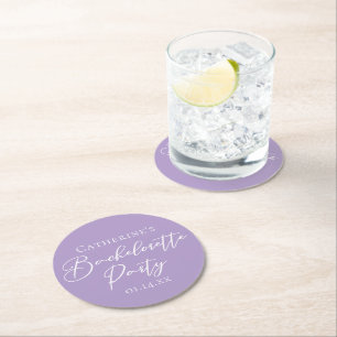 Paarse bruidsmeisjesfeest - Lilac paars - Persoonl Ronde Kartonnen Onderzetter