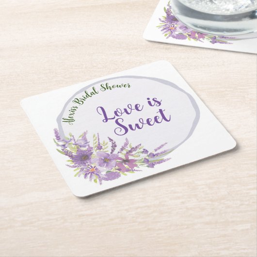 Paarse bruidsshower Papieren Onderzetter (Schuin)