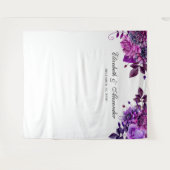 Paarse bruiloft achtergrond. Photobooth achtergron Wandkleed (Voorkant (horizontaal))