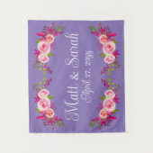 Paarse bruiloft achtergrond receptie Photo Booth P Wandkleed (Voorkant)