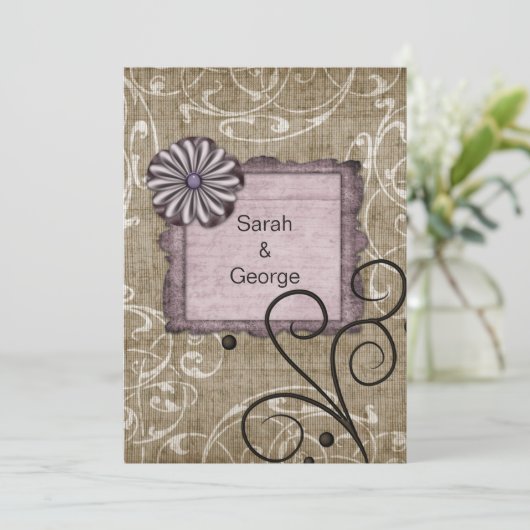 paarse bruiloft Bedankt (Staand voorkant)