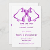 Paarse bruiloft Bewaar de datum Kaart klokken en l (Voorkant / Achterkant)